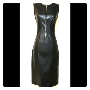 DONNA KARAN:  Beautiful black soft leather dress.